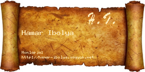 Hamar Ibolya névjegykártya